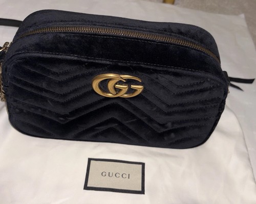 Gucci marmont black velvet - gg,