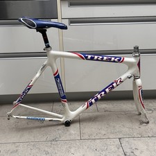 Trek USPS 58cm Frameset Road Bike Carbon Fiber 700c With Seat White Retro RARE