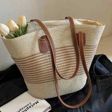 Woven Straw Summer Beach Tote