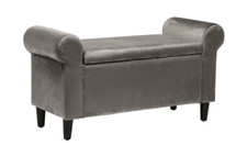 Clarksburg Upholstered Storage Ottoman Pouffe Blanket Box Bench Footstool Grey