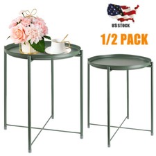 2Pack Metal Tray Table Round
