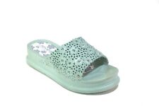 Ladies Black OPEN TOE  Sandals Womens Slip On Summer Beach LIGHT FLOWER SLIDERS