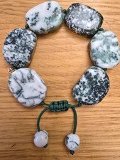LOLA ROSE BEAUTIFUL GREEN / WHITE TREE AGATE GEMSTONE BRACELET - NWOT
