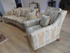 Duresta Hornblower 4 Seater  Gold Stripe  Drop Arm Sofa, Chair. large Footstool 