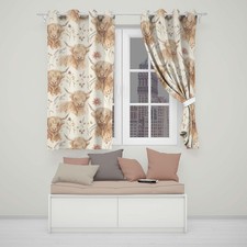 Highland Cow Beige Floral