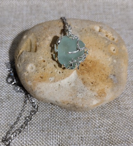 Sea glass necklace seafoam col - seafoam,