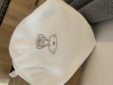 Matalan Baby Blanket White Embroidered Teddy Bear 32’’ Square