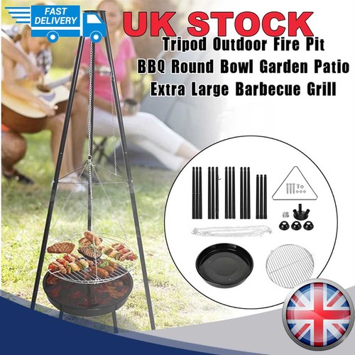 Adjustable tripod fire - pit, bbq