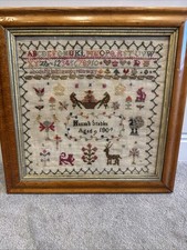 Antique 1809 Needlework Sampler – Hannah Stables, Age 9 Georgian Era Embroidery
