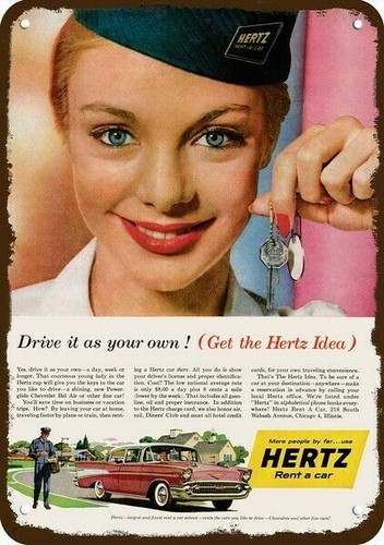 1957 hertz rent - rent-a-car, pretty
