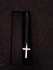 Cross Crucifix Pendant Necklace Stainless Steel Chain Silver