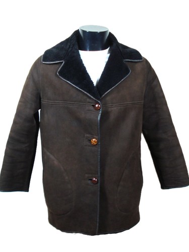 Sheepskin coat mens small dark - coat,