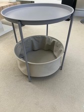 Round grey table with woven - grey,