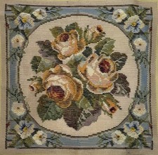 FLOWERS IN BLUE BORDER