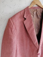 Gurteen Sovereign Men Pink Pure Linen Jacket Blazer UK 46 Short Chest 46in Good