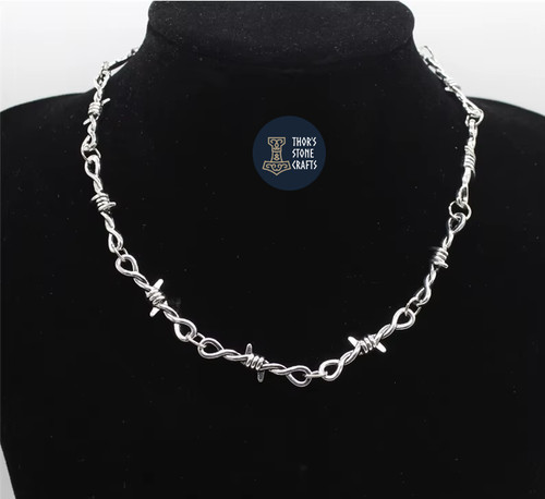 Barbed wire thorn necklace - thorn,