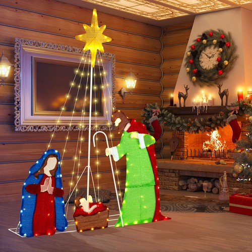 Lighted nativity scene pre lit - nativity,
