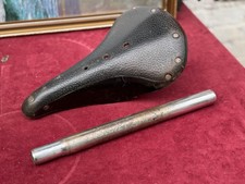 Vintage Wrights Leather Saddle (similar to BSA parabike) & Extra Long Seat Post 