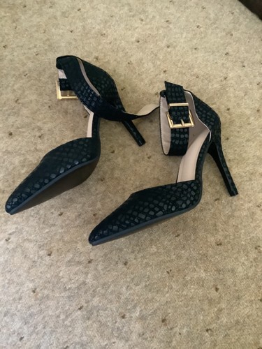 Sexy black ankle strap heels