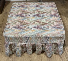 Large Solid Robust Wooden Footstool Pouffe Multicoloured 4 Castor Wheels 53cm