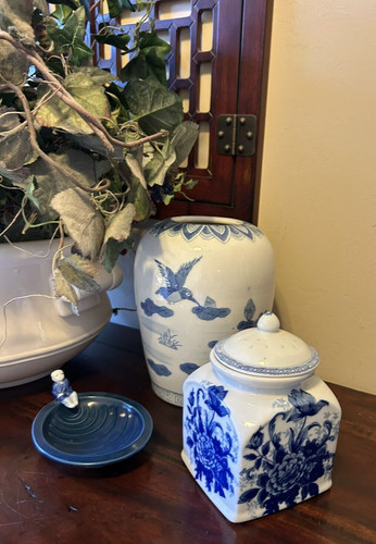 Chinoiserie cobalt blue - blue, &