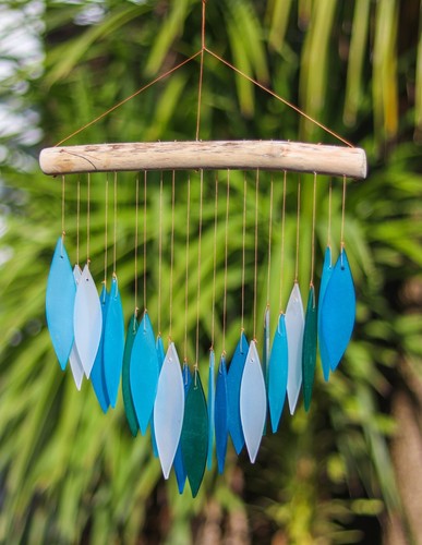 Glass wind chime nautical blue - glass,