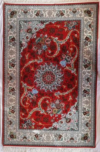 Handmade persian silk rug red - silk,