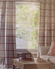 Next Standard Width Red Check Curtains Lined With Eyelets RRP £75 50% Cotton