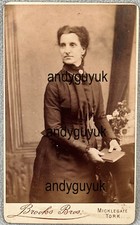 CDV POCKLINGTON COLLECTION LADY HOLDING BOOK BROOKS YORK ANTIQUE PHOTO