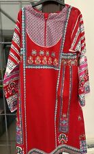 Gul Ahmed Kaas Shalwar Kameez 3 Piece XL Red Printed Lawn Summer Women Holiday