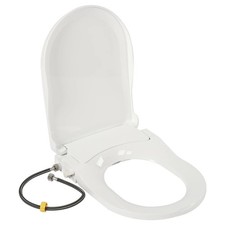 Non-Electric D-Shape Bidet Toilet Seat PP with Dual Nozzle Fresh Water Spray Kit