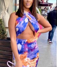 Sorelle Halter neck mini dress