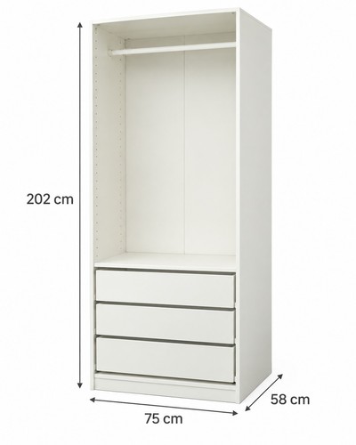 White wardrobe with drawers - with,