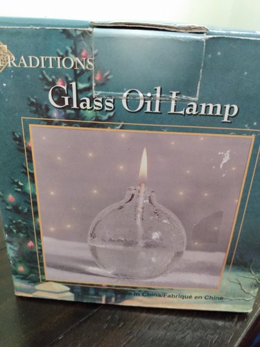Vtg clear crackle glass oil - clear,