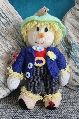 Hand knitted scarecrow soft - scarecrow,