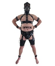 Male Harness Latex Black Full Body Buckle Heavy rubber Fetish Mens wear Chaps UK