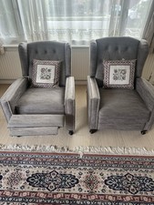 Pair Of Studded Rivet Chairs In Grey 