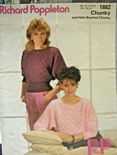 Poppleton Knitting Pattern, Ladies Chunky Lacy Sweater, 34-38", 1882