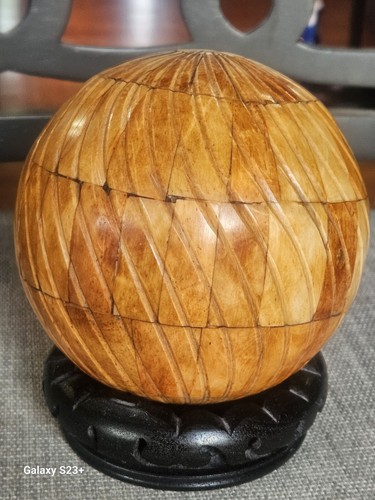 Handcarved horn ball - ball, wooden