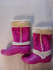 Crocs Pink Nadia Shearling Suede & Sherpa Fur Boots UK 8 