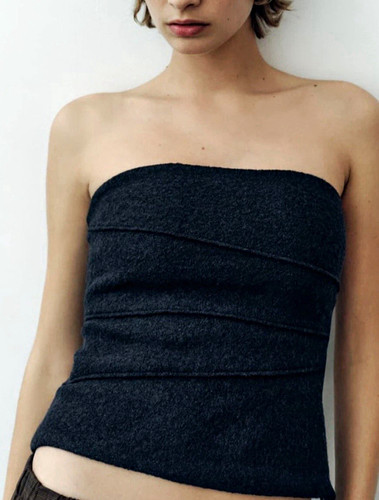 Zara navy strapless - navy,