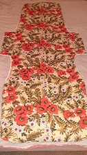 70's vibrant thick cotton canvas fabric. Orange flowers. Sunbed cover. VGC.