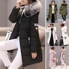 Women Winter Long Quilted Parka Warm Puffer Ladies Padded Hooded Jacket Coat Hot