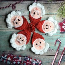 Crochet Ornament Decor Christmas Santa Accessory Applique Tag Gift Diy Tree Set2
