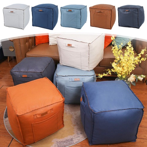 Square leathaire footstool - square,