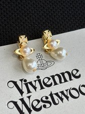 Vivienne Westwood Faux Pearl Drop Earrings In Gold With Gift Packaging