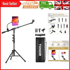 Heavy Duty Microphone Stand with Tablet Holder - Adjustable Tripod Boom Arm f...