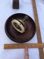 Vintage Dark Wood & Brass Ships Wheel 7" Nutcracker
