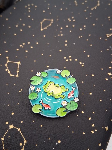 Cute frog koi - fish, enamel