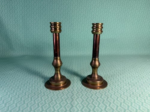 Pair candlestick brass - pair,